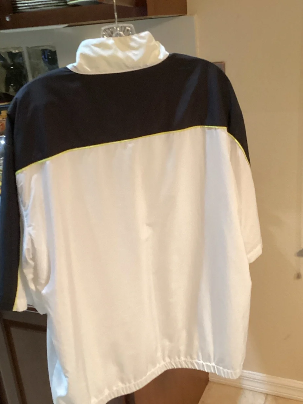 PGA Tour White Quarter-Zip Polo with Black Sleeves and Lime Accents